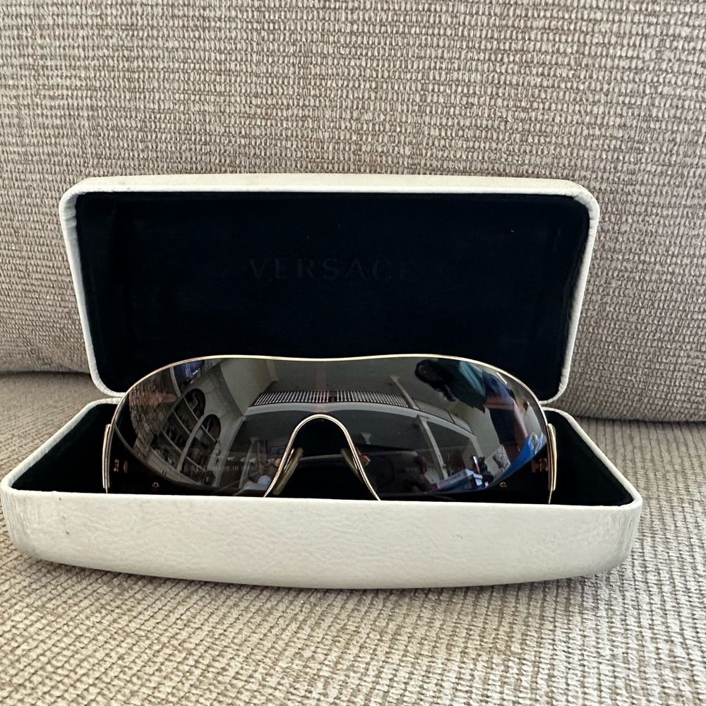 Versace night Shield black and gold sunglasses
